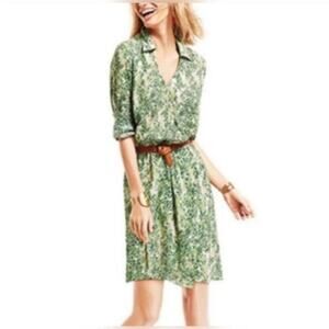 Cabi green white leaf faux wrap dress size Small #280